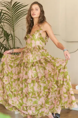 ADORA Ruffled Tiered Scoop Neck Cami Dress