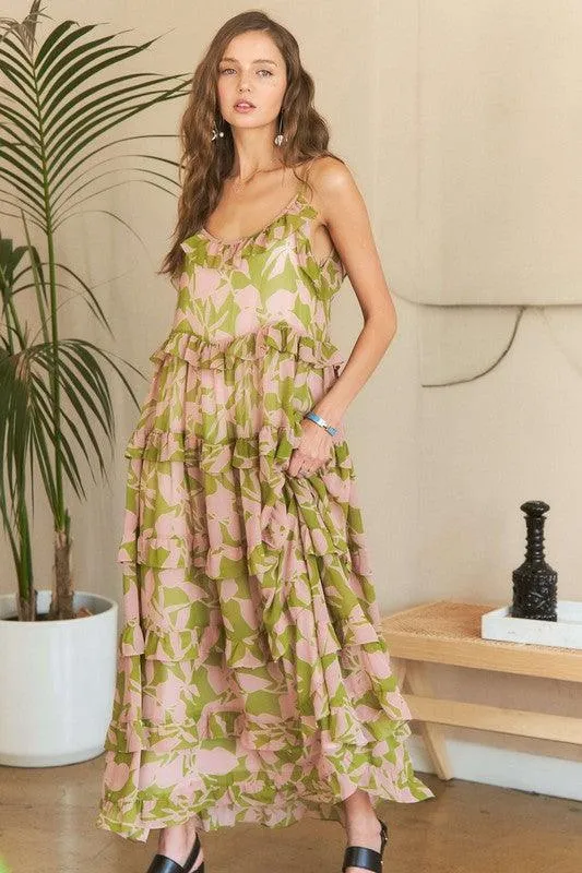ADORA Ruffled Tiered Scoop Neck Cami Dress