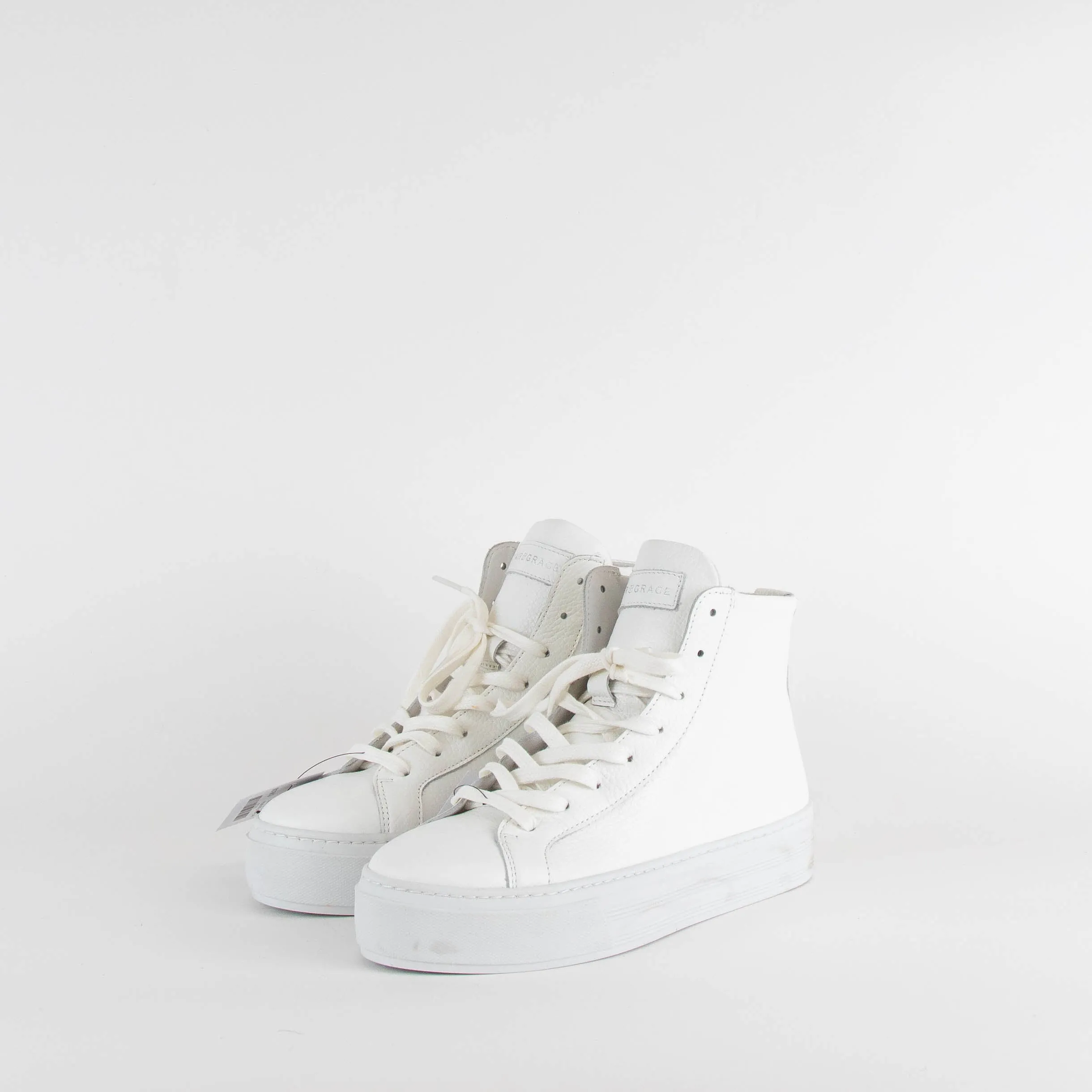Air & Grace Pure White High Ankle Trainers