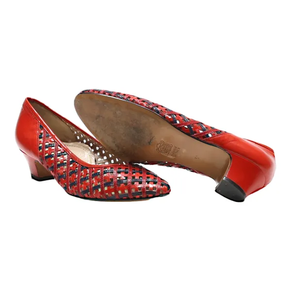 ALEXANDRIA Court Heels Red Leather Womens UK 2