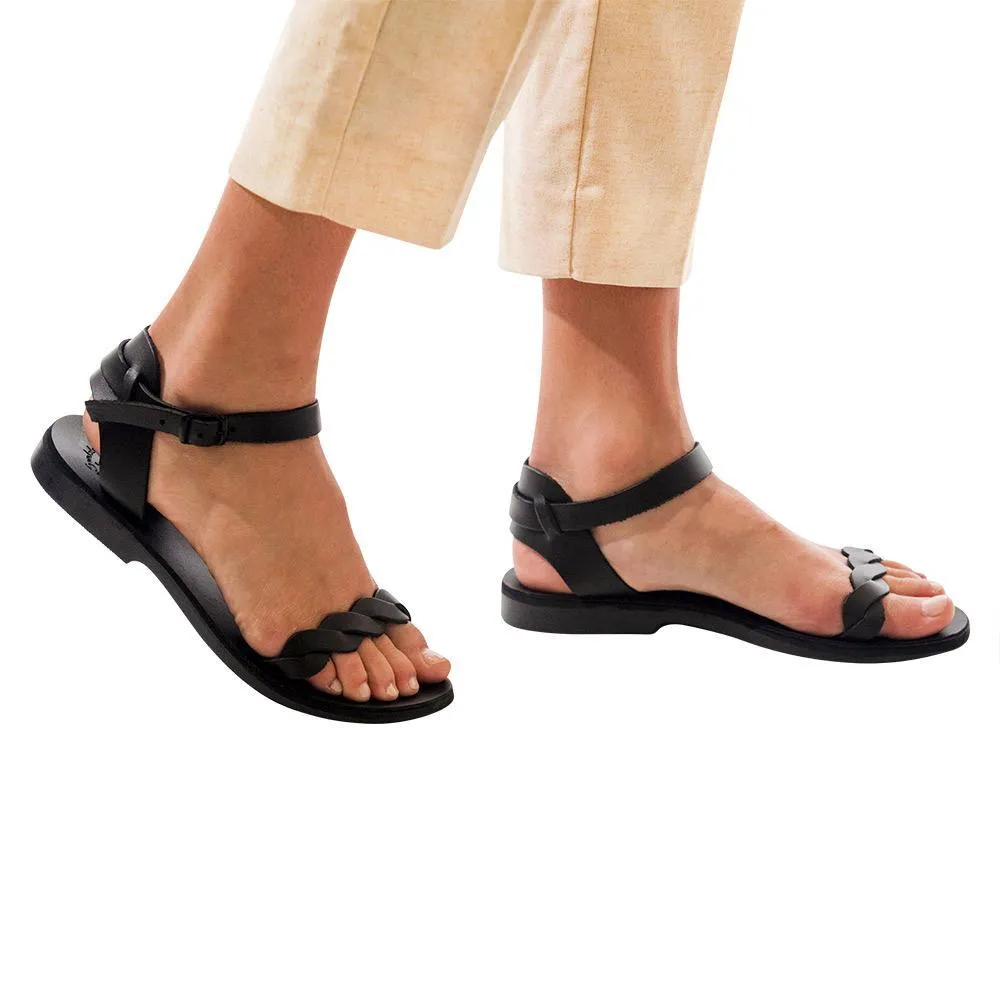 Arden - Leather Ankle Strap Sandal | Black