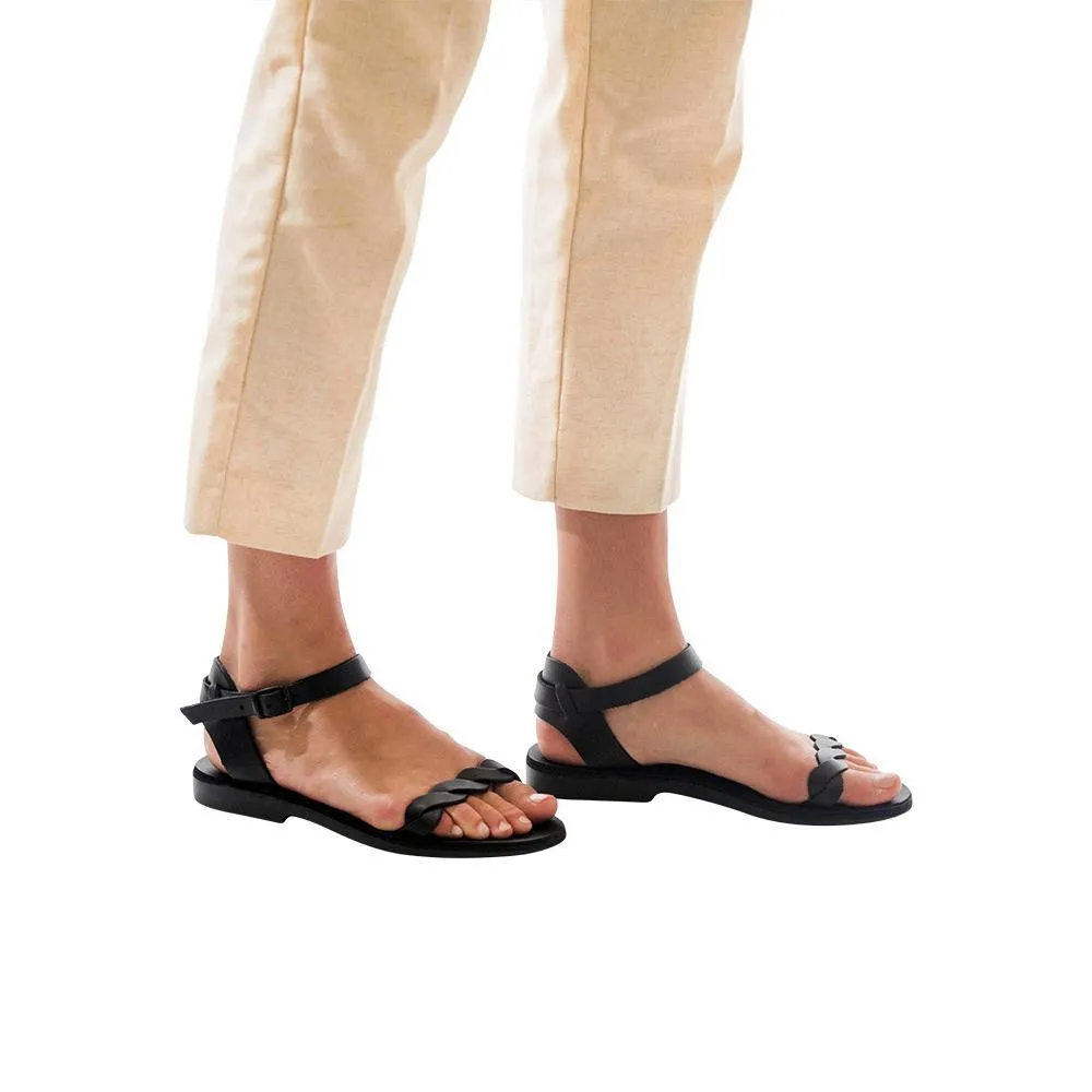 Arden - Leather Ankle Strap Sandal | Black