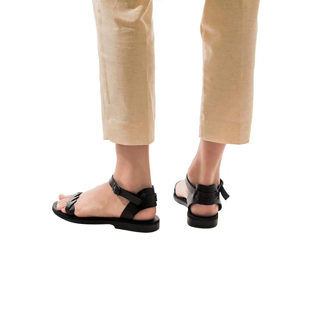 Arden - Leather Ankle Strap Sandal | Black
