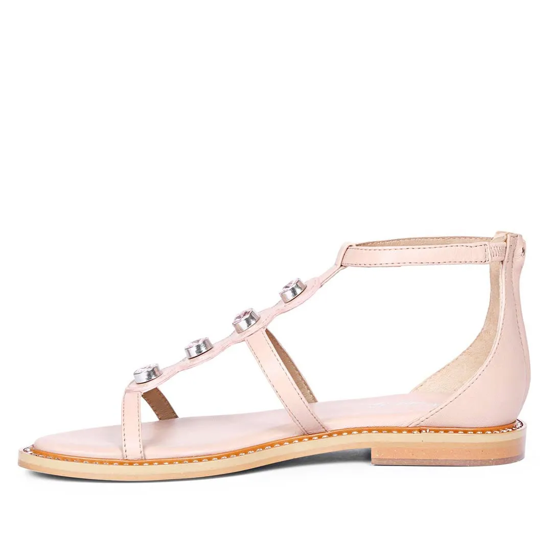 Arlia Rivoli Stone Studded Light Pink Leather Sandals