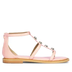 Arlia Rivoli Stone Studded Light Pink Leather Sandals