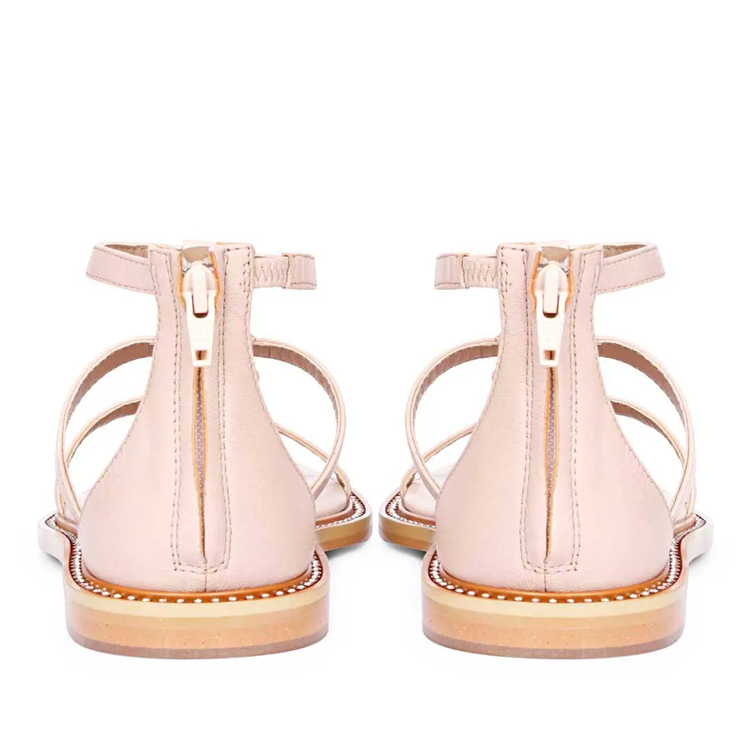 Arlia Rivoli Stone Studded Light Pink Leather Sandals