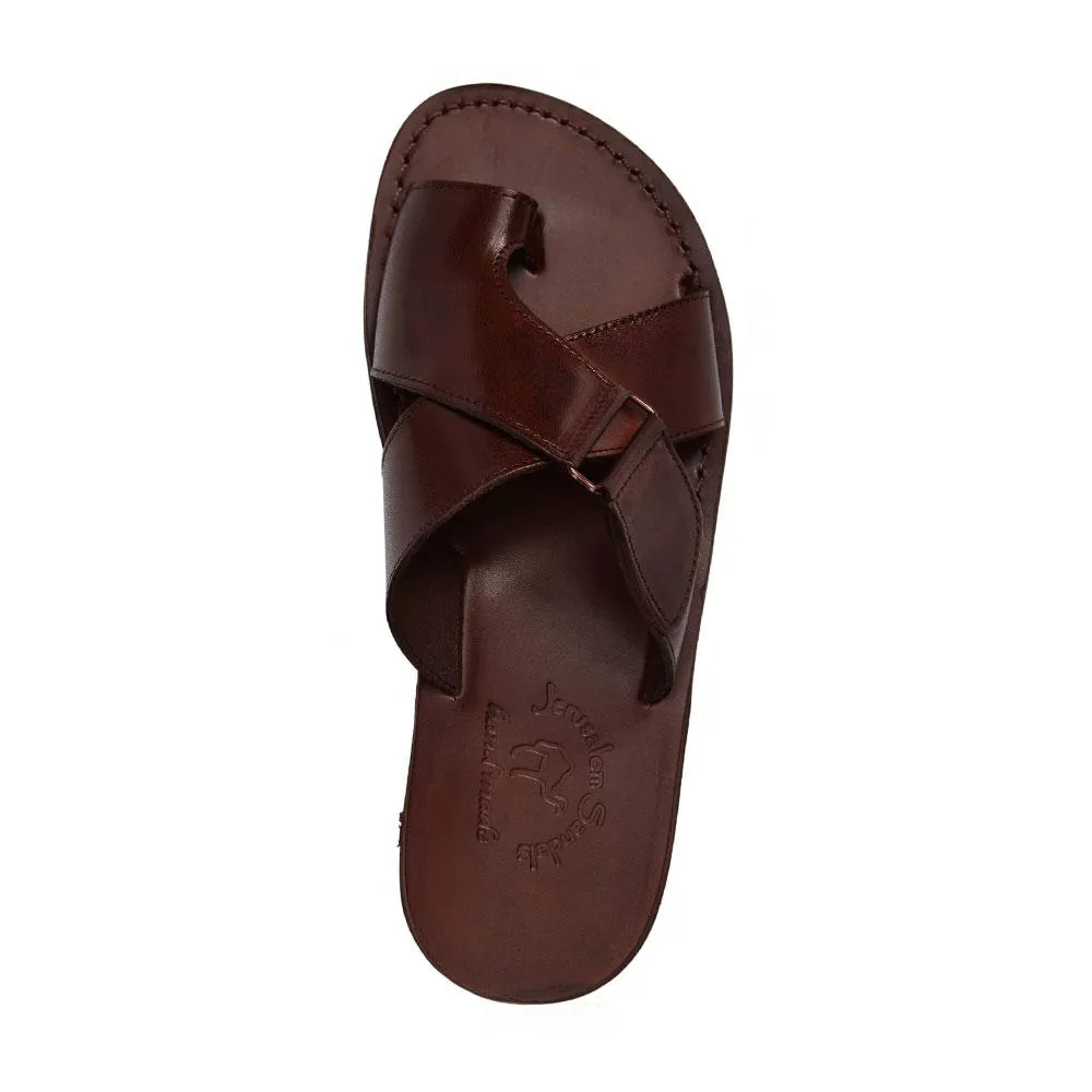 Asher - Leather Slide On Sandal | Brown