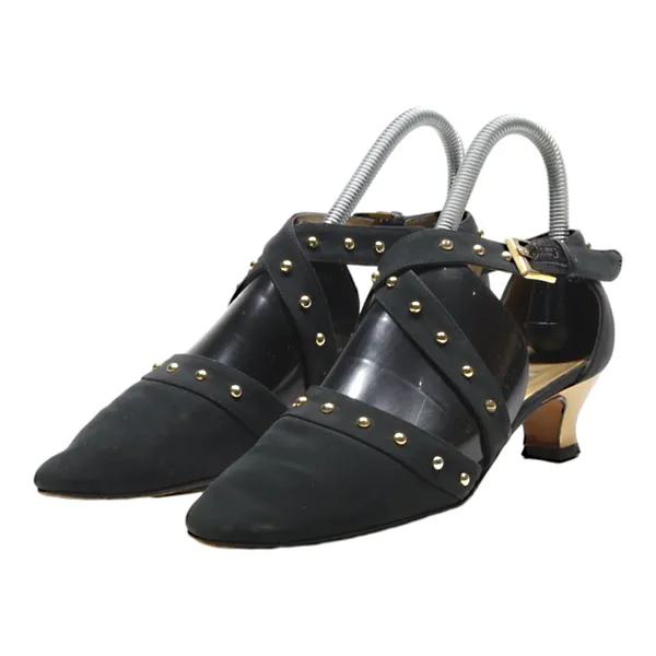 BALDININI Kitten Heels Black Leather Womens UK 3