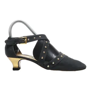 BALDININI Kitten Heels Black Leather Womens UK 3