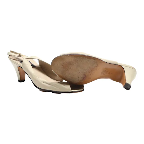 BALLOTTA Slingback Heels Cream Leather Womens UK 4