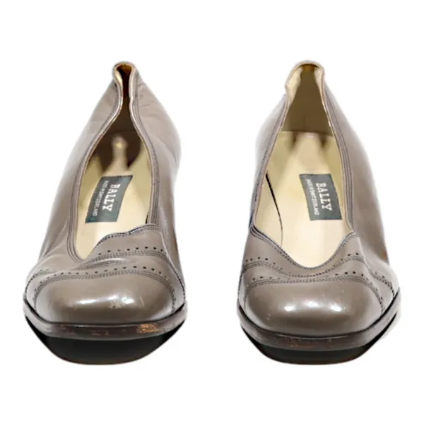 BALLY Court Heels Grey Leather Womens UK 5