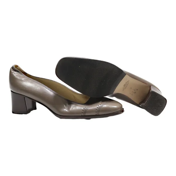 BALLY Court Heels Grey Leather Womens UK 5