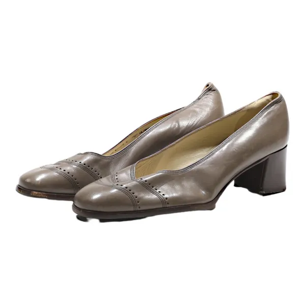 BALLY Court Heels Grey Leather Womens UK 5