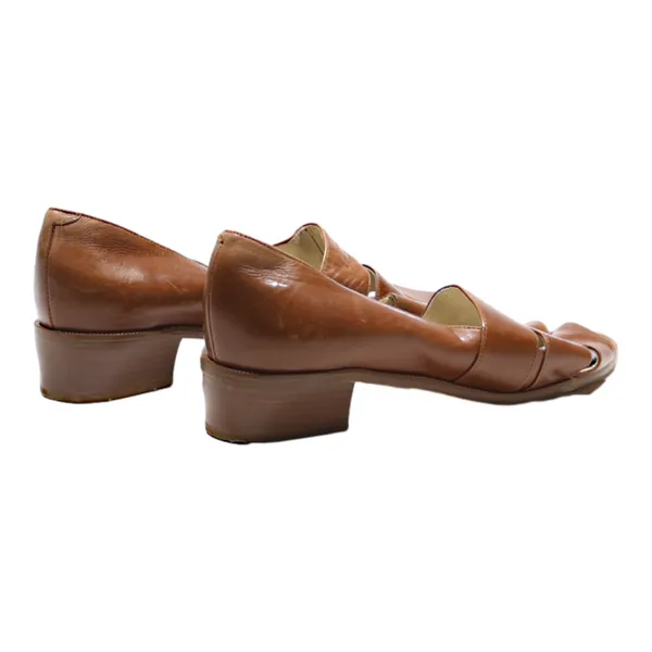 BALLY Peep Toe Heels Brown Leather Womens UK 5.5