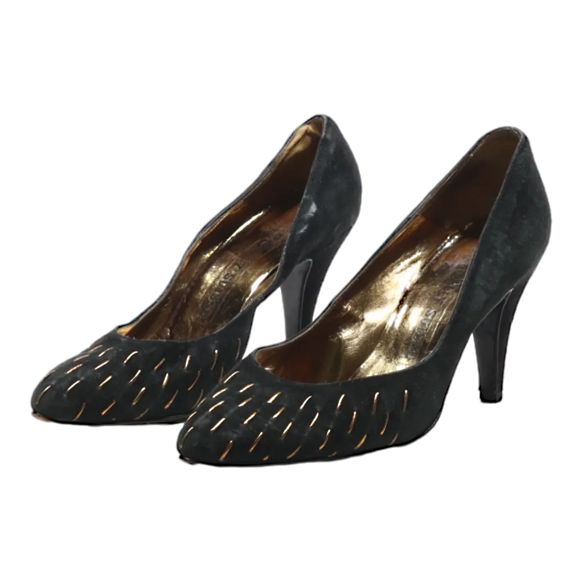 BALLY SUISSE Pump Heels Black Suede Womens UK 2.5