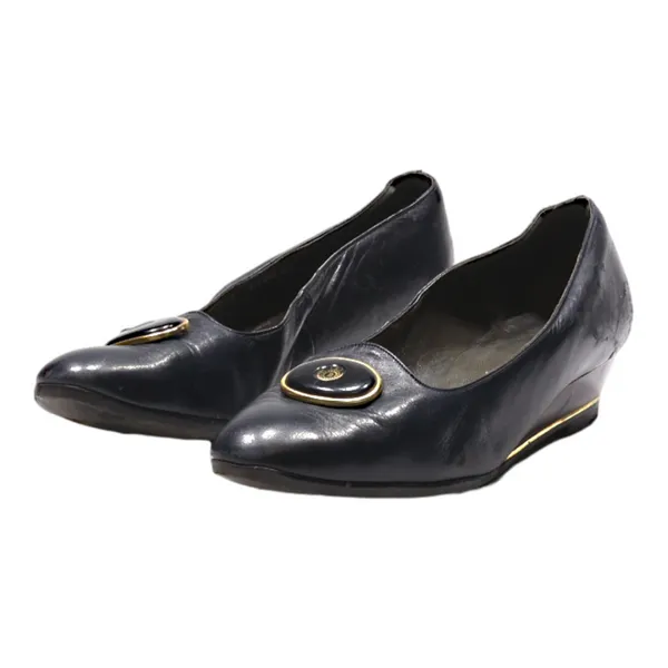 BALLY Wedge Heels Black Leather Womens UK 5
