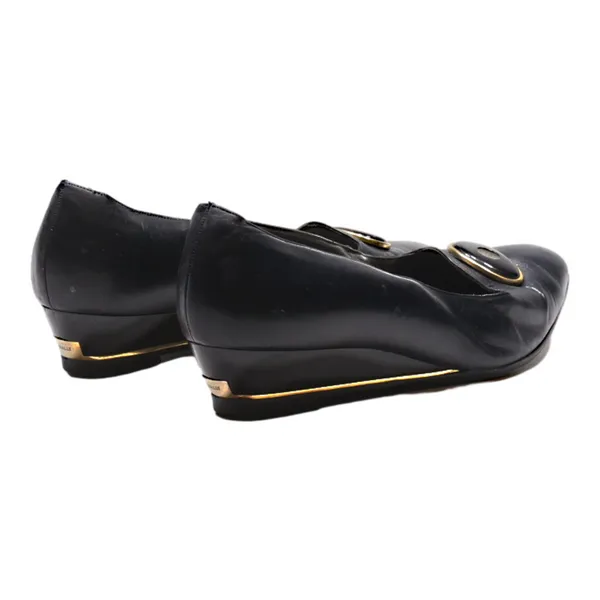 BALLY Wedge Heels Black Leather Womens UK 5