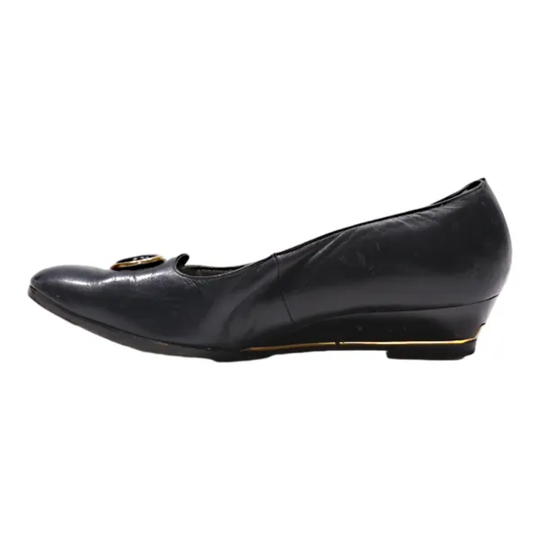 BALLY Wedge Heels Black Leather Womens UK 5