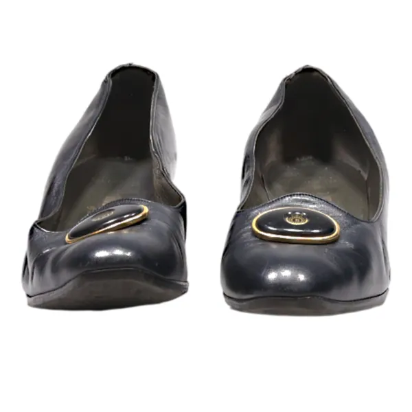 BALLY Wedge Heels Black Leather Womens UK 5