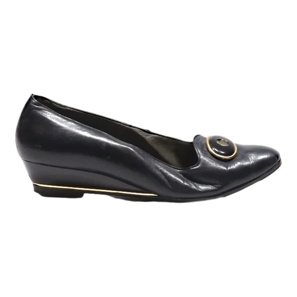 BALLY Wedge Heels Black Leather Womens UK 5