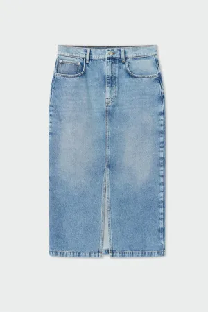 Ben Light Blue Denim Midi-Skirt