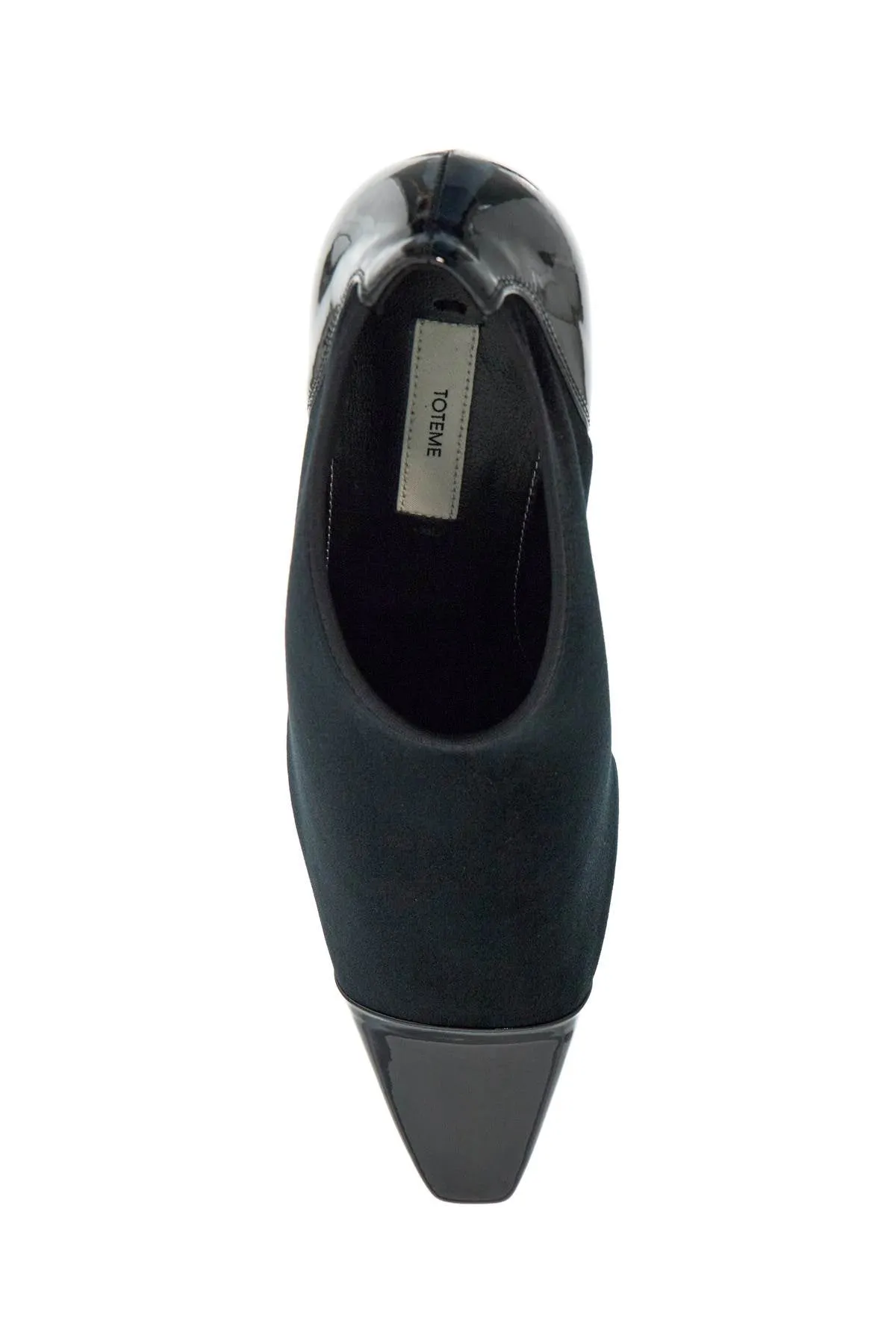 black recycled patent leather pumps with medium heel and pointed toe 251 WAS0176 FB0355 BLACK