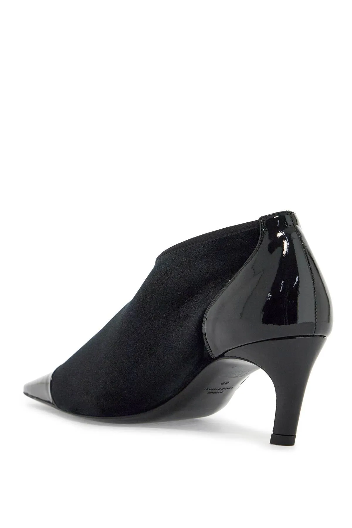 black recycled patent leather pumps with medium heel and pointed toe 251 WAS0176 FB0355 BLACK