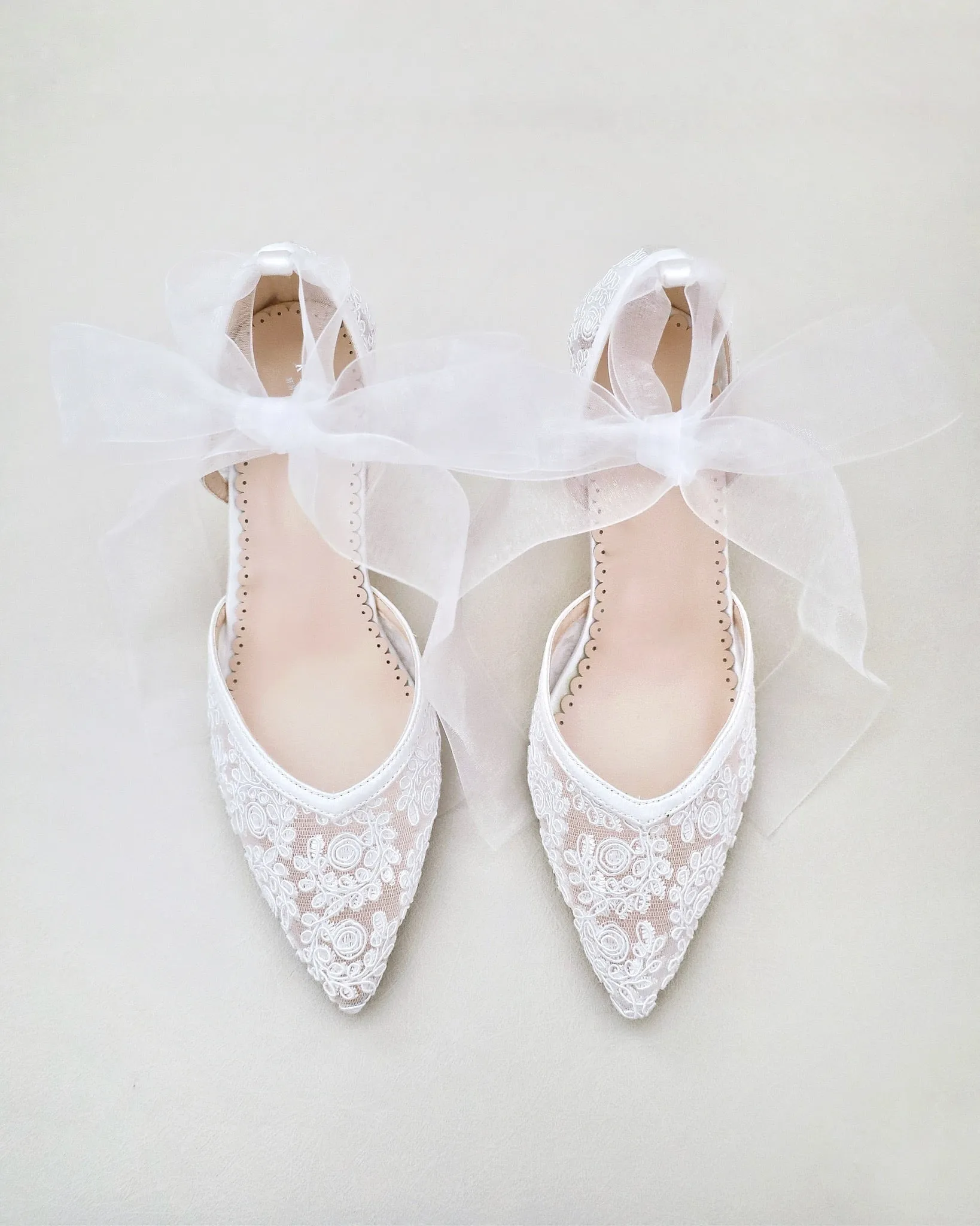 Block Heel Lace Ankle Wrap Bridal Shoes