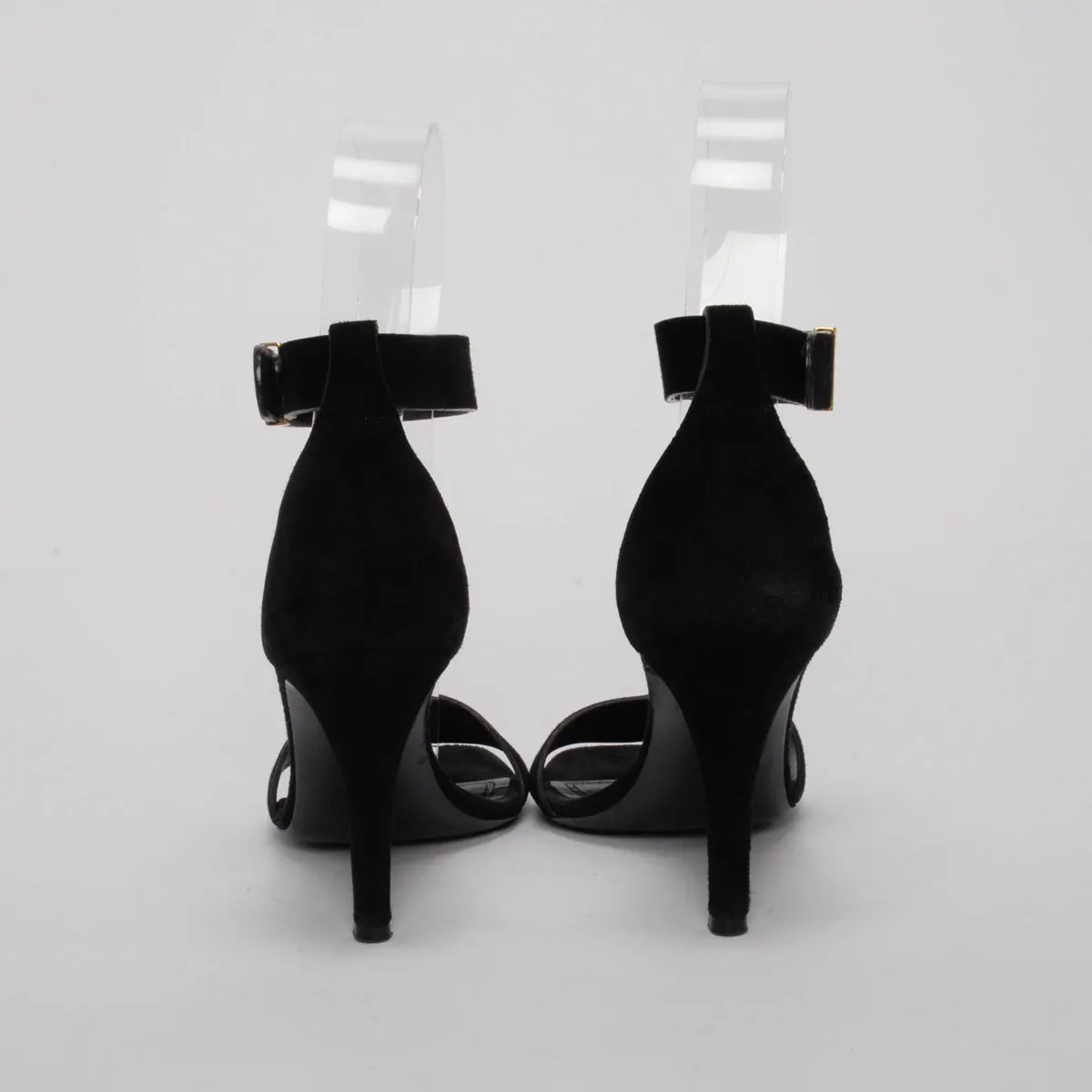 Celine Black Suede Ankle Strap Sandals 36.5