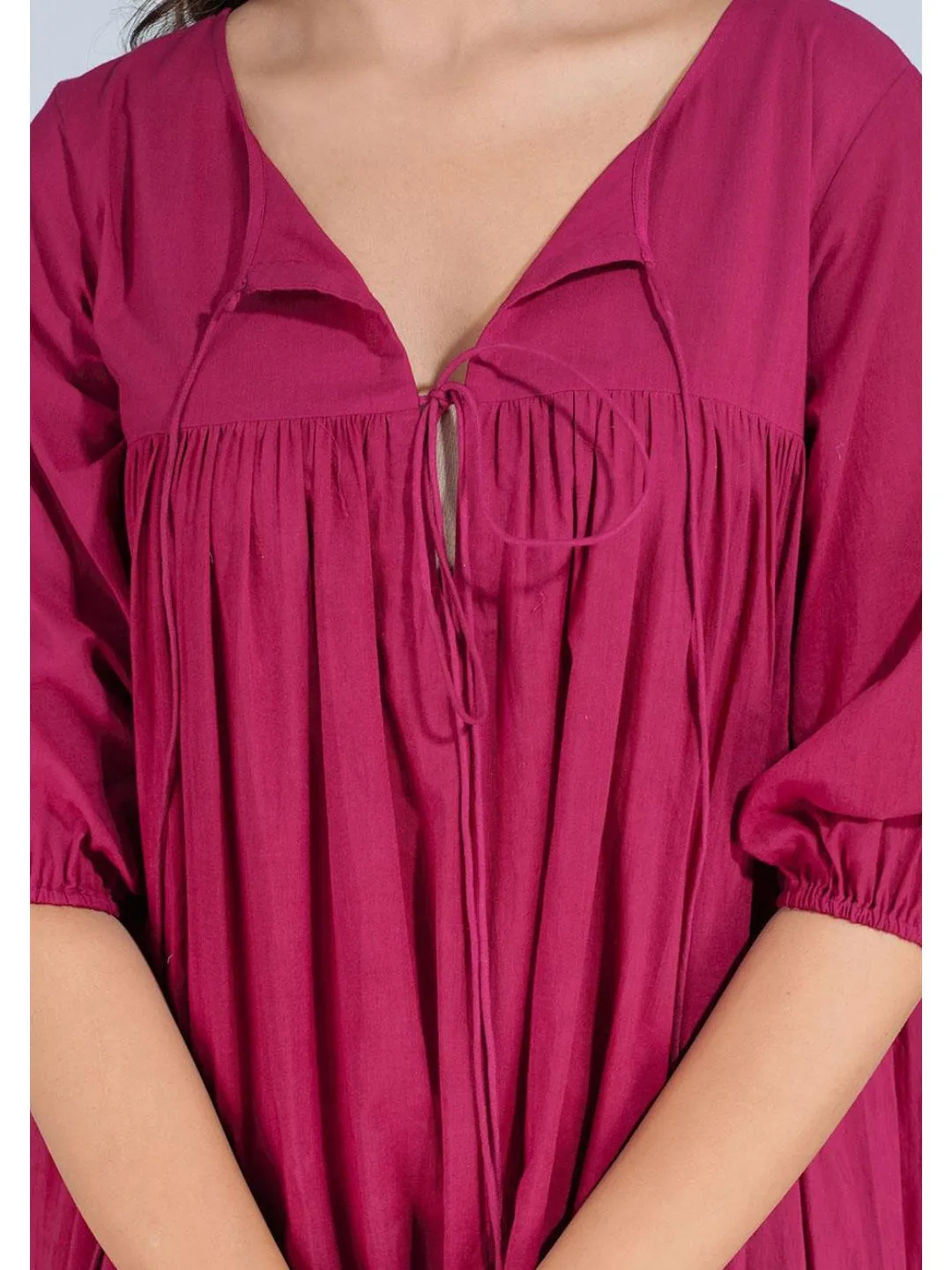 Cherry Red Cotton Mini Tier Dress