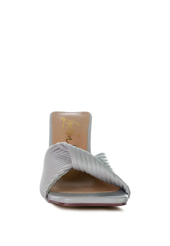 Cupid Kiss Pleated Twist Strap Sandals 3" Heels