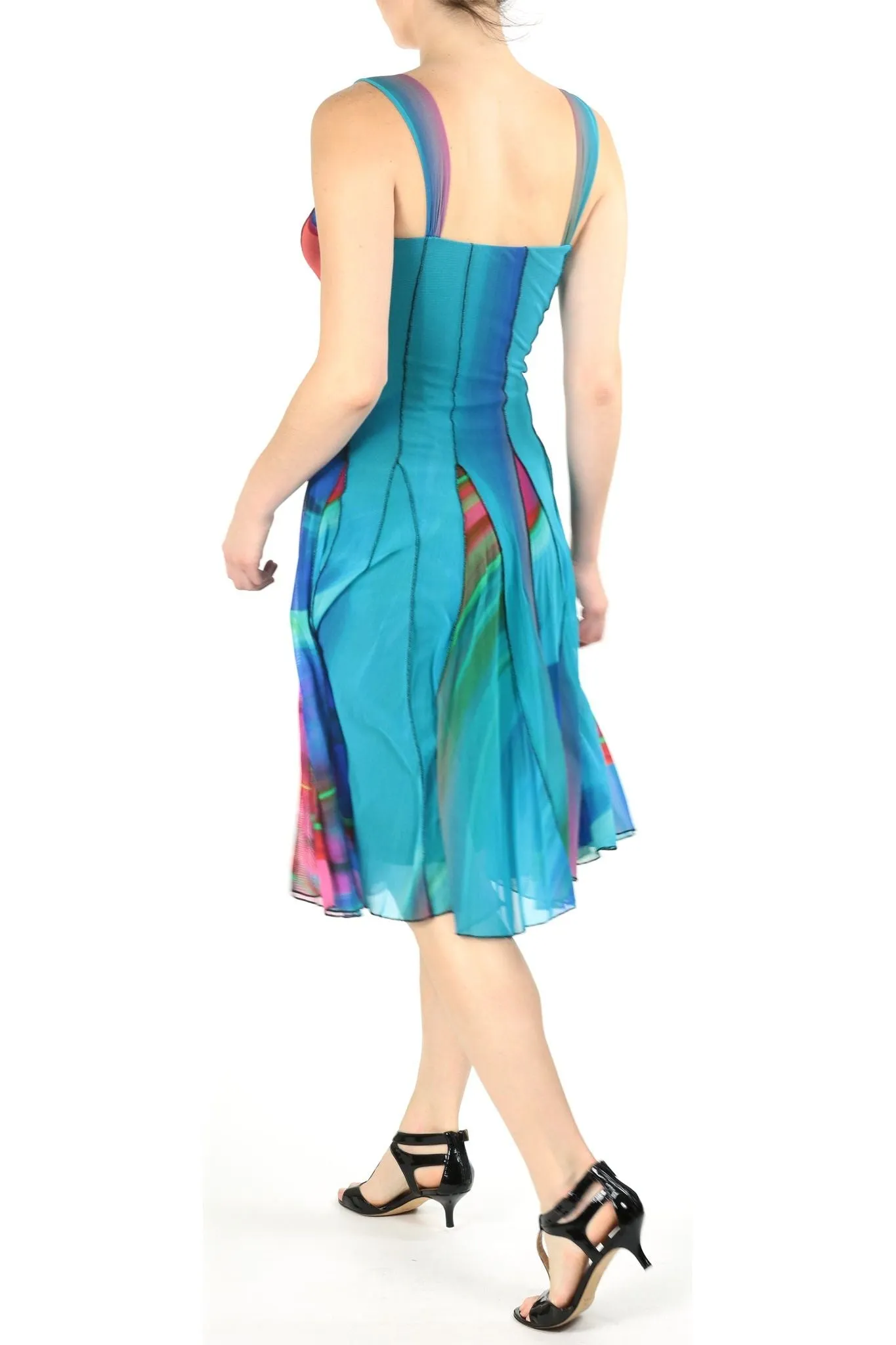 DYLAN Sleveless Abstract Fit N Flare Paneled Dress