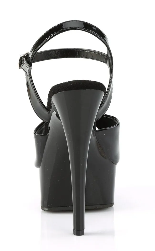 EXCITE-609 Black Patent Platform Heels