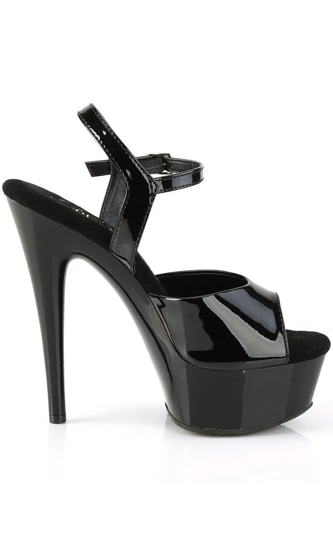 EXCITE-609 Black Patent Platform Heels