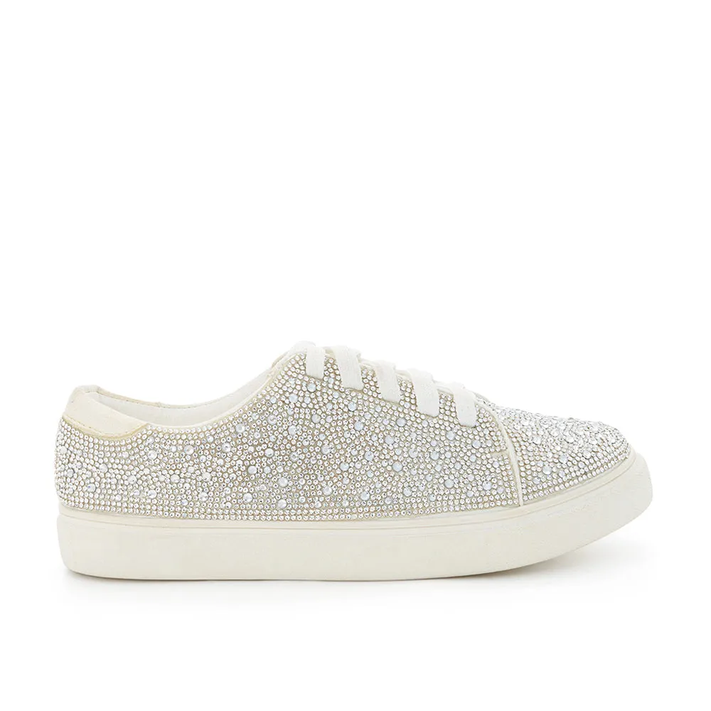 Glamorous Bridal Sneakers with Shimmer Material and Rhinestones | High Quality
