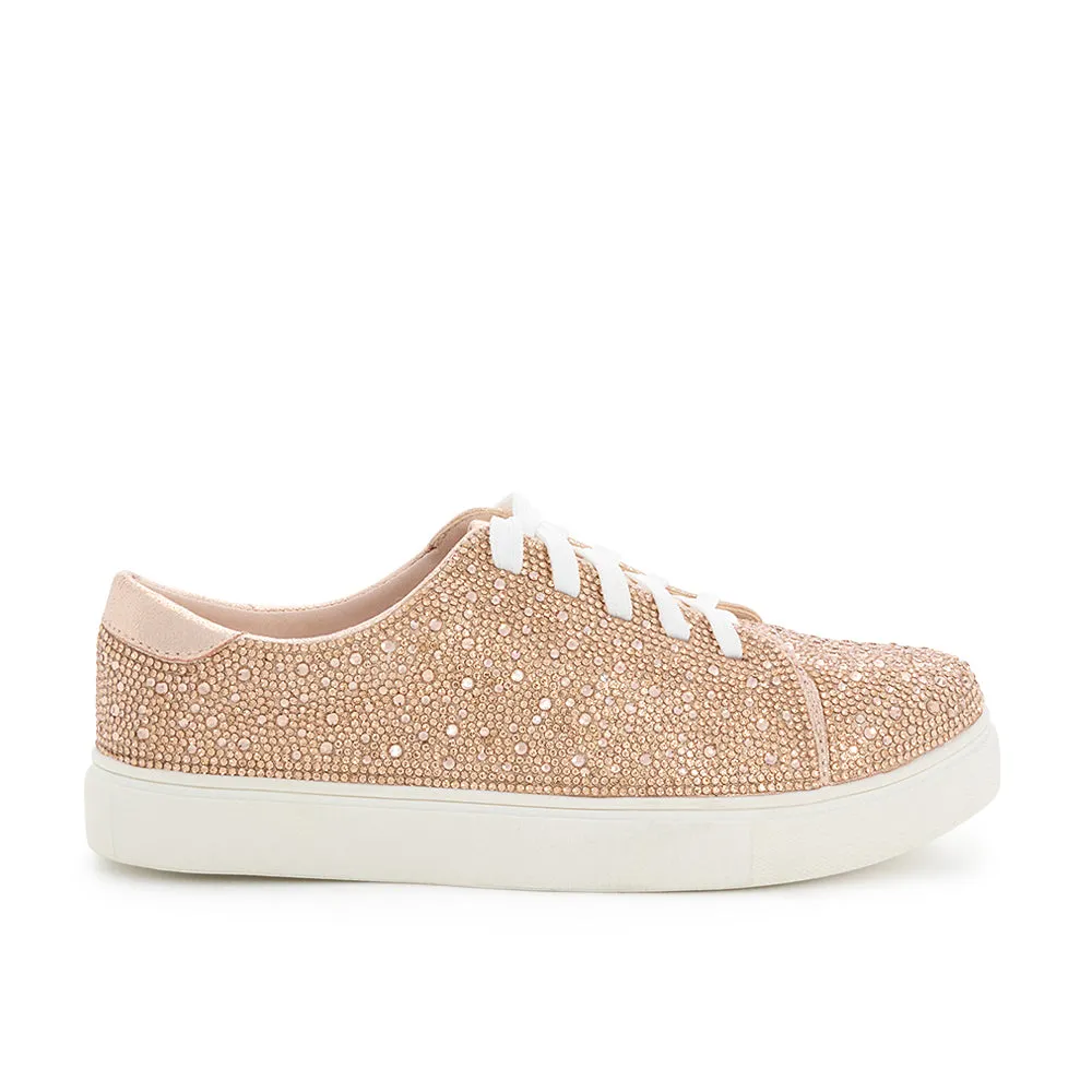Glamorous Bridal Sneakers with Shimmer Material and Rhinestones | High Quality