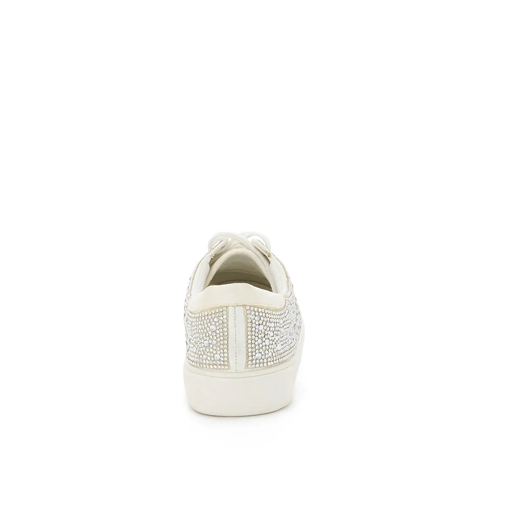 Glamorous Bridal Sneakers with Shimmer Material and Rhinestones | High Quality