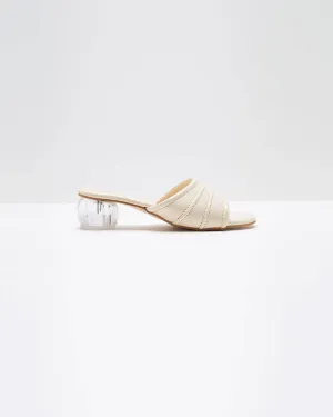 Glossy Pumps with Spherical Heel - Cream