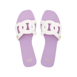 Grase Two Tone Flat Sandals Purple