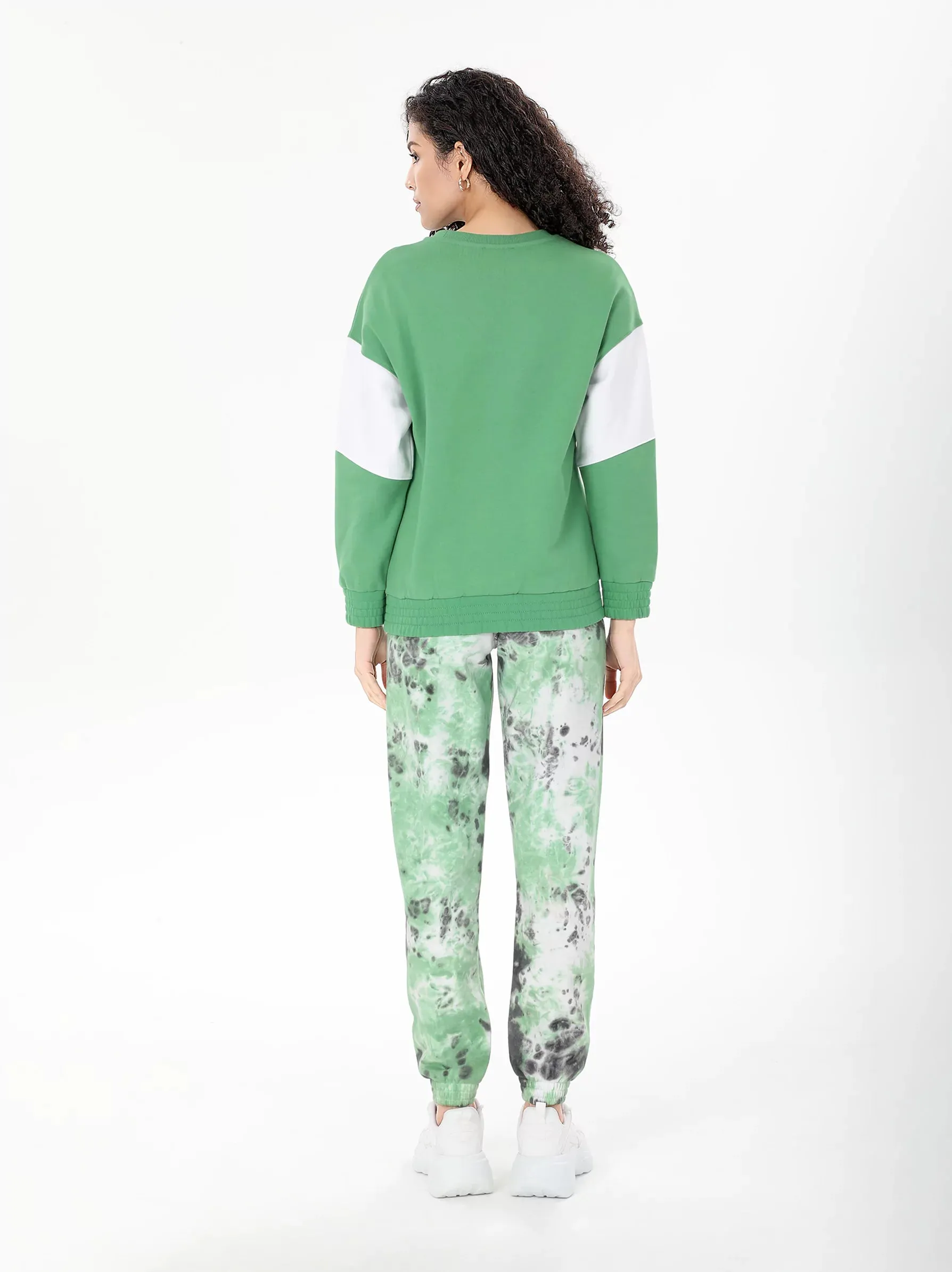 Green Sleeve Panel Sweatshirt