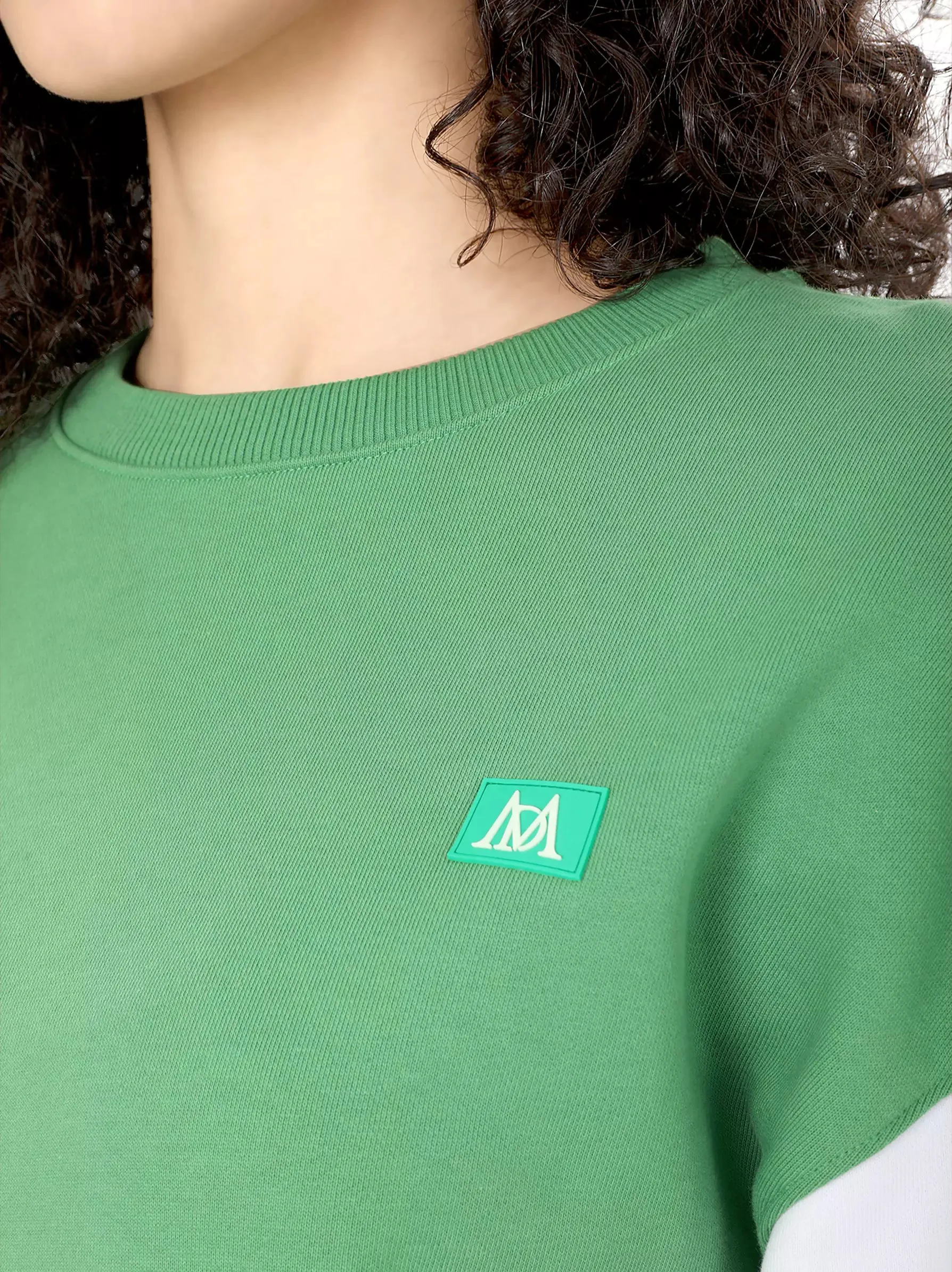Green Sleeve Panel Sweatshirt