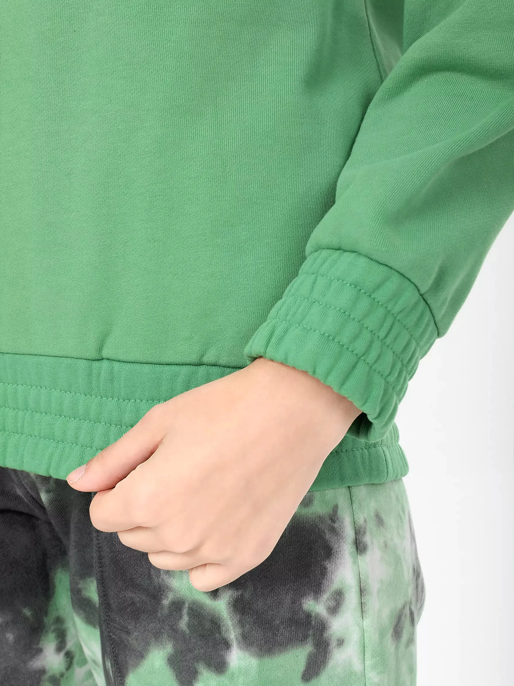 Green Sleeve Panel Sweatshirt