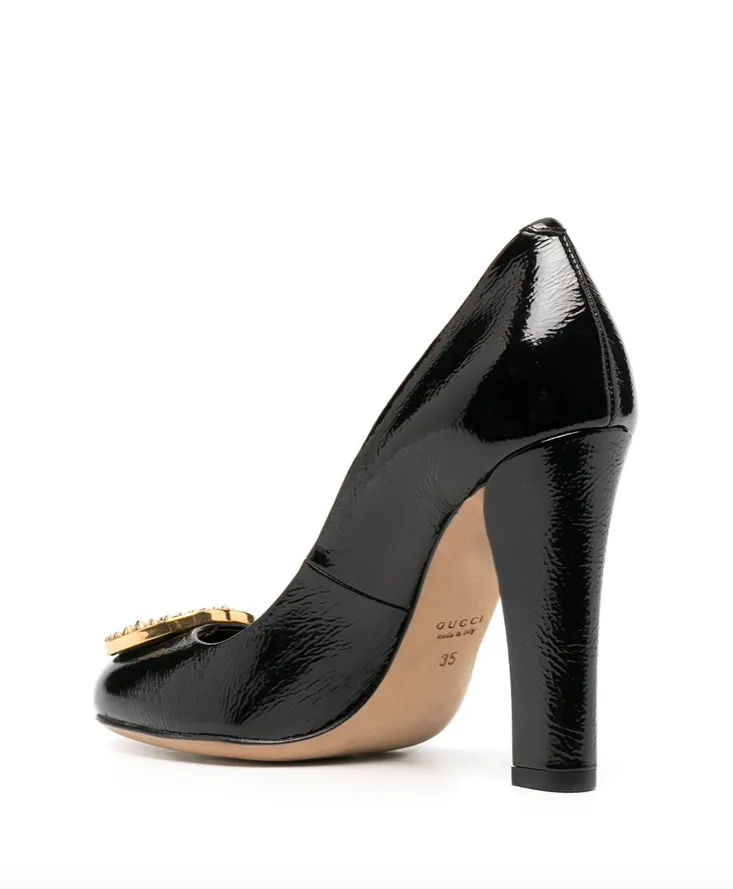 Gucci logo-plaque leather pumps