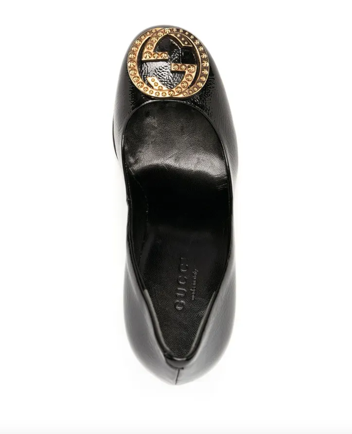 Gucci logo-plaque leather pumps