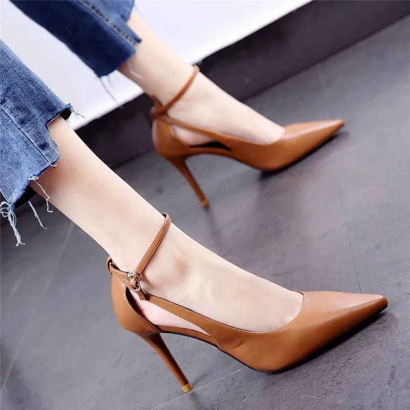 High Heels Pointed Toe Sexy Hollow Black Professional High Heels