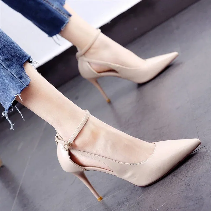 High Heels Pointed Toe Sexy Hollow Black Professional High Heels