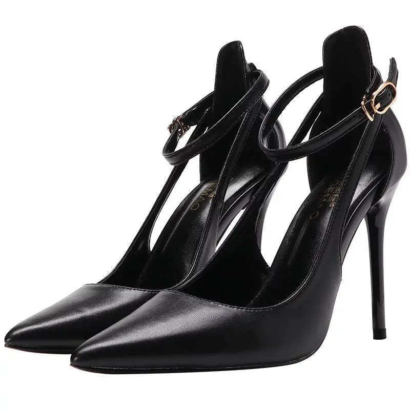 High Heels Pointed Toe Sexy Hollow Black Professional High Heels