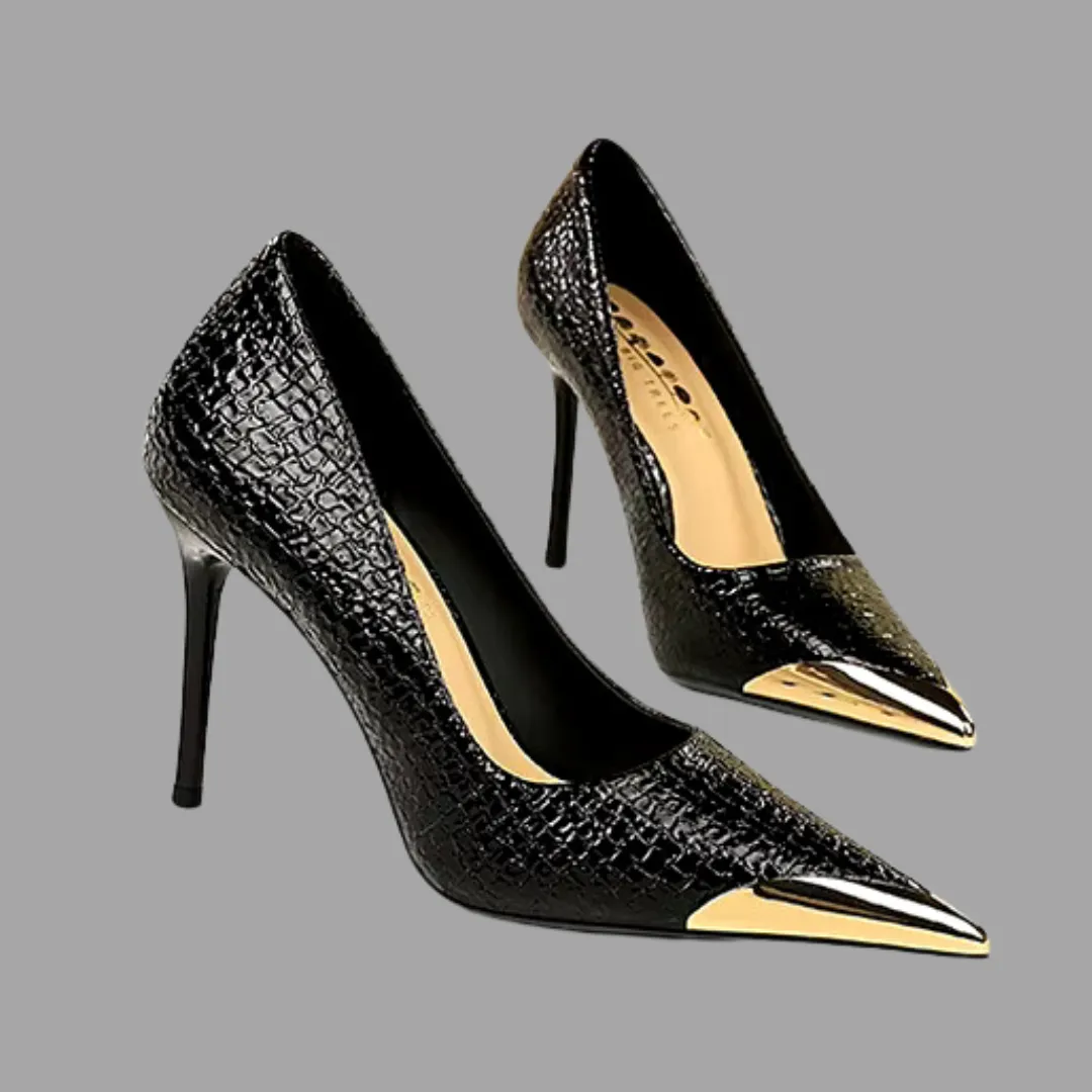 High Heels Snake Leather - Black