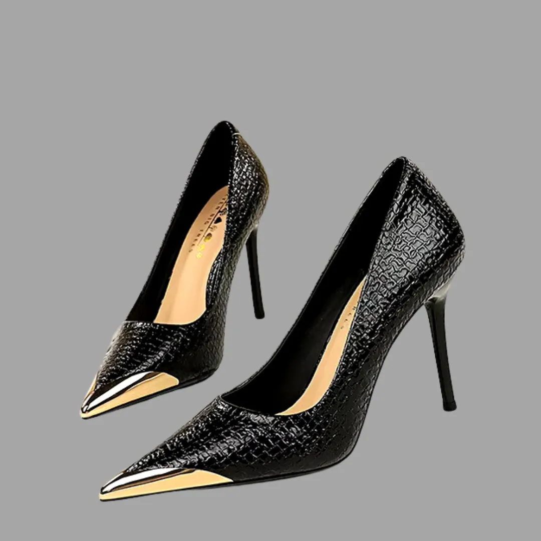 High Heels Snake Leather - Black