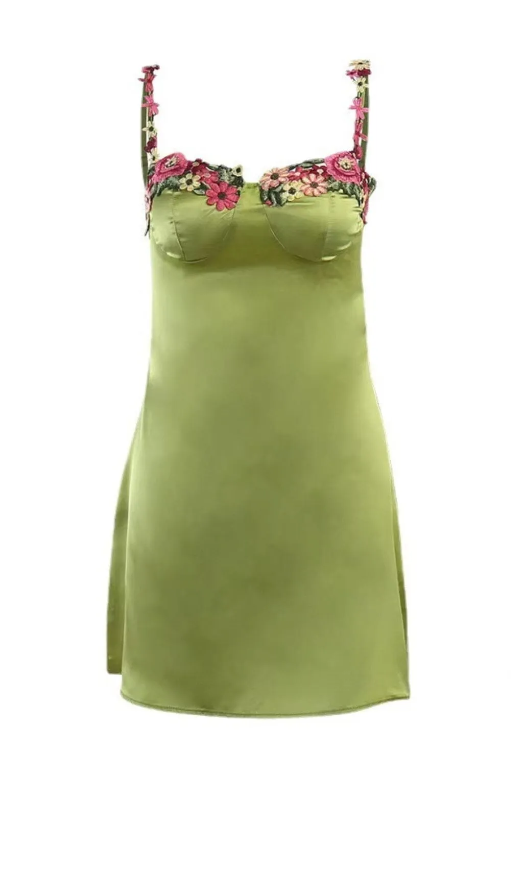 Jaanai Floral Strap Satin Mini Dress